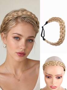Double-Strand Braided Headband/Headband, Adjustable Casual Synthetic Headband, Suitable For Women's Everyday Wear And Parties. - Multicolor - View 12
