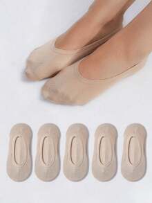 5/20/30 Pairs Women's Invisible Socks, High Elasticity Thin Mesh Silicone Non-Slip Silky Boat Socks - Apricot - View 1