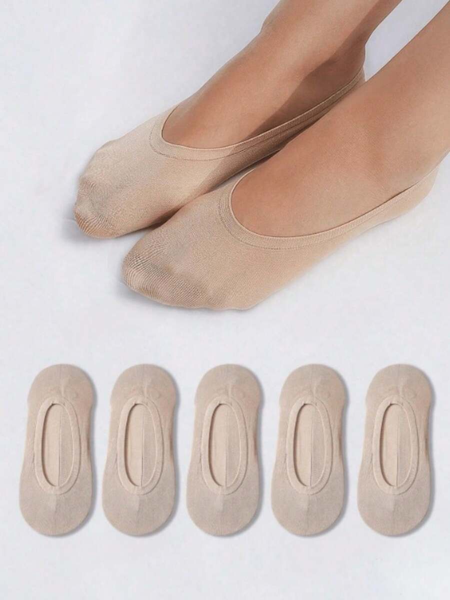 5/20/30 Pairs Women's Invisible Socks, High Elasticity Thin Mesh Silicone Non-Slip Silky Boat Socks - Apricot - View 1