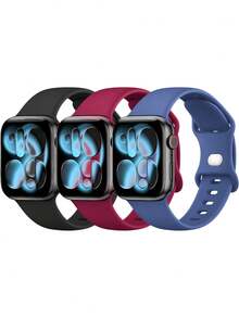 3pcs Band, Silicone Strap Fits 38/40/41/42/44/45/49mm Compatible With Apple Watch Ultra/SE/8/7/6/5/4/3/2/1, Unisex Fashion - Multicolor 10 - View 2