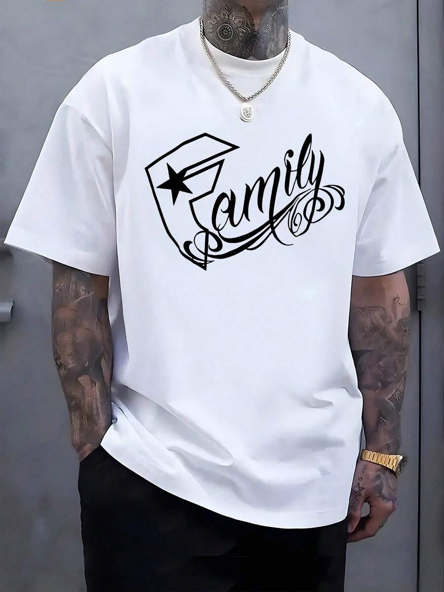 Men'sgraphics,Casualcrewneckshortsleeveds,Suitableforsummerandspring,Summertopsformen - 白色 - 查看 1