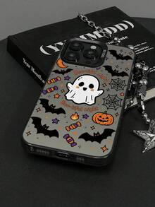 1 buah Casing Ponsel Lucu Bergambar Hantu, Kelelawar, , Permen, Jaring Laba-laba, dan Pola Halloween Inggris yang Indah, Bingkai Lensa Logam Timbul Berwarna-warni Perak Matte, Perlindungan Penuh, Cangkang Keras Anti-Jatuh, Tanpa Tali, Kompatibel dengan Semua Model Apple, Lembut, Menggemaskan, Kekanak-kanakan, Halloween, Niche, Casing Pelindung Ponsel Unisex - Perak - View 5