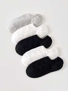 1/3/5/10 Pairs Women's Solid Color Short Socks, Casual Mid-Calf Socks, Soft Breathable Short Socks, Comfortable Daily Sports Socks - Multicolor - View 6
