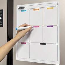 1pc Reusable Weekly Planner Board, Includes 3 Dry Erase Markers Set, Portable Schedule Board, Suitable For Home, Office And Study, Refrigerator Magnet Reminder - one-size - View 3