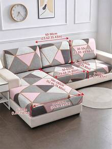 1pc Printed Elastic Sofa Cushion Cover, L-Shaped Sectional Sofa Cover, Independent Sofa Back Cushion Cover, Furniture Protector, Elastic Sofa Cushion Cover, Multiple Size Options, Home Sofa Decor (No Pillowcase) - Pink - View 3