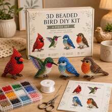 Kit DIY de adorno de pájaro con cuentas 3D hecho a mano (4 pájaros), materiales de cuentas completos + instrucciones paso a paso, paquete de materiales de manualidades de ocio curativo, regalo creativo para entusiastas de lo hecho a mano, decoración de escritorio para el hogar - Multicolor - Ver 13