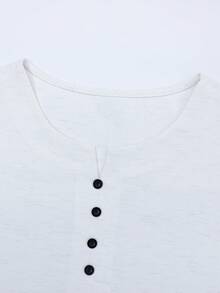 Men's Casual Versatile Linen Blend White Apricot T-Shirt - Apricot - View 5