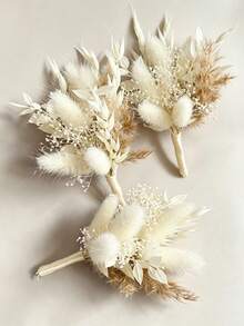 1/2/4/6/12pcs Artificial Mini Flower Bouquets, Home Decor Ornaments, Halloween Christmas Thanksgiving Table Decorations, Wedding Decor Bouquets, Groom & Bride Premium Corsages, Flower Shop Bouquets, Birthday Anniversary Gift Bouquets - White-brown - View 2