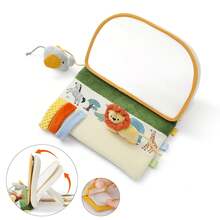 Foldable Forest & Grassland Baby Tummy Time Mirror With Crinkle Paper, Multi-Texture Fabric Hanging Toy, Sensory Early Learning Toy For Infants - Green - View 5