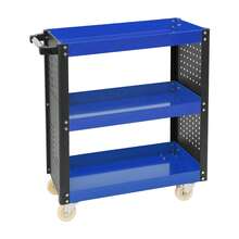 YUNRUX 3-Tier Heavy-Duty Workshop Trolley 34.23*15.35*38.88in Steel Utility Cart - Blue - View 5
