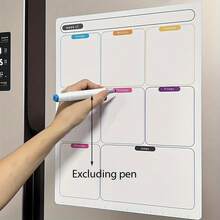 1pc Reusable Weekly Planner Board, Includes 3 Dry Erase Markers Set, Portable Schedule Board, Suitable For Home, Office And Study, Refrigerator Magnet Reminder - one-size - View 1