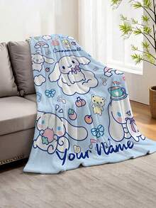 SANRIO 雲端 Cinnamoroll 卡通客製化毯，可印上您的名字，適合送給朋友和女朋友的禮物，280GSM 超柔軟客製化熱壓毯 - 彩色 - 查看 10