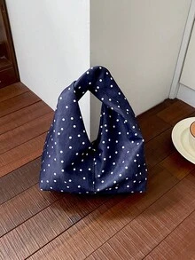 韓式波點女款手提包，休閒紋理小眾設計時尚百搭單肩包 - 彩色 - 查看 9