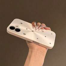 奢華亮面可愛 3D 星月極光雷射手機殼，相容 iPhone 17 Pro Max Air 15 14 13 12 16 Pro Max 11，CD 圖案亮面玻璃鏡頭保護軟背蓋 - 白色 - 查看 2