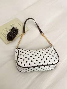 Women's 2026 Spring/Summer New Chic Niche Vintage Shoulder Bag Polka Dot Large Capacity Crossbody Bag - White - View 8
