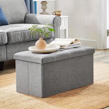 Senmeo 1pc, Rectangular Soft‑Seat Storage Ottoman, Sturdy & Foldable, Hidden Storage Compartment, Easy To Tuck Away, Ideal For Small Apartments And Frequent Movers, Gray. - Gray 110*38*38 - View 8
