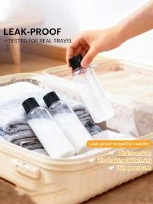 7pcs/4pcs 3.4oz Travel Size Toiletries Dispenser Bottles, Leak-Proof Refillable Travel Containers, Clear Plastic Shampoo Bottles, Suitable For Lotion And Conditioner - View 4