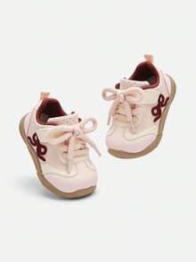 Balabala Girls First Walker Shoes Soft Sole Breathable Bow Detail Baby Walking Shoes Comfortable Autumn Wear - White Red - View 4