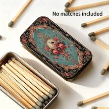 1pc Vintage Printed Storage Box, Portable Pocket Organizer (Matches Not Included), Suitable For Christmas, Birthday And Holiday Gifts For Family And Girlfriend - Multicolor - View 2