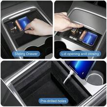 4pcs/Set Center Console Organizer Container Tray For 2021-2023 Model 3/Y Armrest Drawer - 4pcs - View 3