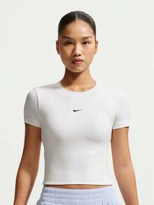 Nike Women's AS W NK1 DF SS PAD BRA TOP Short Sleeve Knit Collarless T-Shirt TIV4971-100 - Black and White - View 1