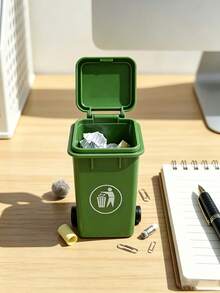 Tempat Sampah Mini Hijau untuk Meja, Keranjang Penyimpanan Kantor, Penjepit Kertas, dan Aksesori Meja Kecil - Versi yang ditingkatkan - View 4