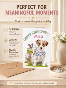 1pc Customized Watercolor Hand-Painted Greeting Cards, Personalized Pet Photo Watercolor Dog Birthday Cards, Personalized Puppy Name Blessing Cards With Envelopes, Invitation Cards For Pet Dog Birthday Parties As A Commemorative Gift. - Multicolor - View 10