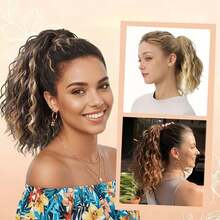 Claw Clip On Ponytail For Women Curly Wave Ponytail Hair Extension For Synthetic Short Curly Hair Pieces - Multicolor - View 6