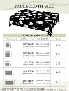 1pc,Simple Ghost Halloween Style Tablecloth,Rectangular Tablecloth,Suitable For Picnic Or Party Decoration Tablecloth,Restaurant Decoration,Kitchen Decoration Tablecloth,Birthday Party And Home Decor - Black - View 6