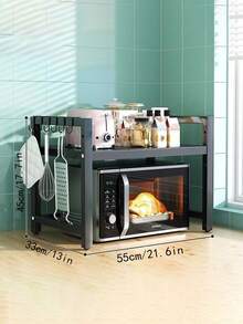 1pc Expandable Kitchen Storage Rack, Microwave Oven Rack, Home Rice Cooker Double Layer Countertop Desktop Organizer - Expandable Storage Rack - View 7