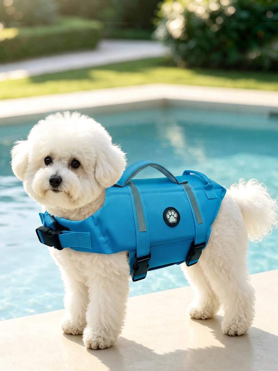 Dog Life Jacket, Lightweight Adjustable Buoyancy Vest With Rescue Handle, High Visibility Reflective Design, Suitable For Small And Medium Dogs Swimming And Boating