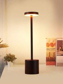 1pc Modern Touch Dimmable Desk Lamp, Metal LED Table Lamp, Wireless Portable Atmosphere Light, 3-Color Touch Rechargeable, Suitable For Bedroom, Desk And Various Living Room Decor - 多款式 - 查看 1