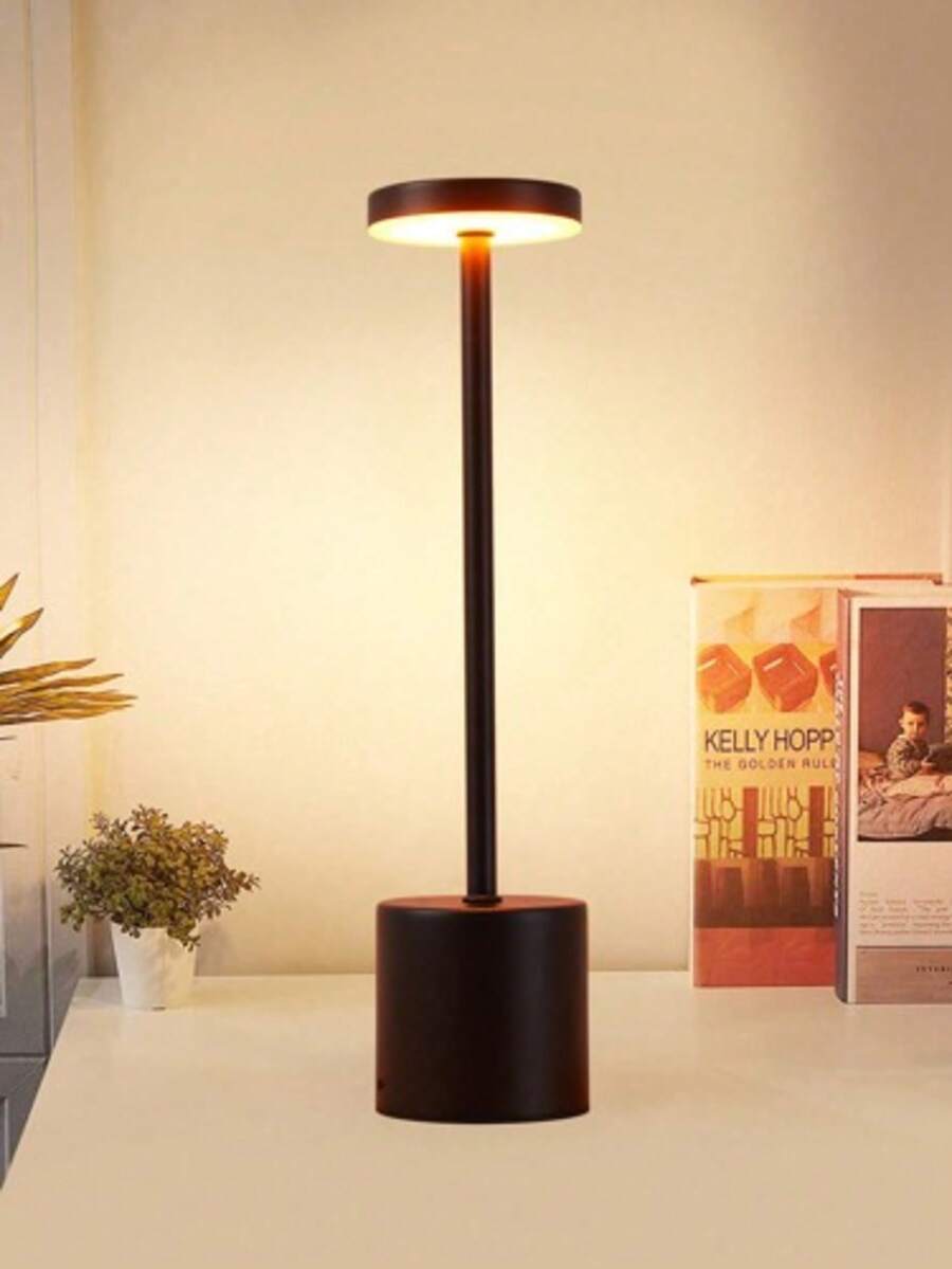 1pc Modern Touch Dimmable Desk Lamp, Metal LED Table Lamp, Wireless Portable Atmosphere Light, 3-Color Touch Rechargeable, Suitable For Bedroom, Desk And Various Living Room Decor - 多款式 - 查看 1