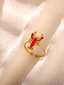 Summer Ocean Shell Open Ring Women Stainless Steel Gold Color Enamel Seashell Rings And Tiny Ball Pendant Crystal Inlaid Jewelry - Yellow Gold - View 2