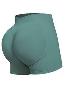 High Waist Slimming Shorts, Hidden Lift Skinny Shorts, Curve Cycling Shorts, Women's Boyshort Panties, Waist Shaping, Curve Plus Size, Black Shorts, Sports Shorts, Tight Shorts, Women's Fitness Shorts - Dark Green - View 9
