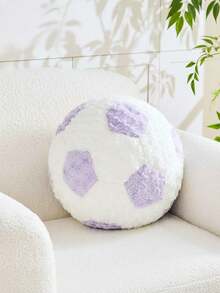 Football-Shaped Plush Throw Pillow, Soft Fluffy Round Cushion, 3D Textured Decorative Pillow, Suitable For Football Fans, Men's Space, Game Room, Living Room Sofa, Bedroom Home Decor - Purple - View 1