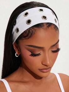 1pc Fashion Punk Gothic Style Soft Non-Slip Elastic Hollow Out Headband, Beach Yoga Sports Casual Daily Headband - Multicolor - View 2