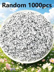 500/1000/1 包黑色壓克力字母珠 4x7mm - A 到 Z 字母吊飾，適用於 DIY 手鍊、項鍊、鑰匙圈和珠寶製作材料 - 彩色 - 查看 36
