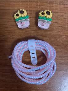 Flower Design Cable Protector, Anti-Breakage Charging Cable Protector, Compatible With IPhone 12-15/16, Type-C & Lightning Data Cable Protector, Cute Decorative Charging Cable Protector - Multicolor - View 14