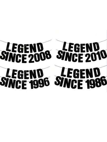 1 Set Black Glitter Legend Born In 2010/2008/1996/1986 Birthday Party DIY Letter Banner, Glitter Number 16th/18th/30th/40th Anniversary Party Decoration, Vintage Legend Since Year Retro Milestone Birthday Party Banner Sign Bunting, Suitable For Men
