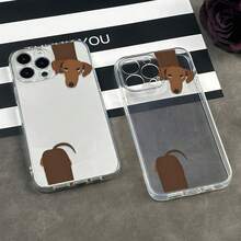 1 pieza Funda de teléfono TPU con cobertura completa, diseño de perro salchicha y carcasa transparente - Multicolor - Ver 4