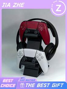 3-In-1 Universal Game Controller & Headset Stand, Holds 2 Controllers And 1 Headset At The Same Time. Space-Saving Desktop Storage Rack, Sturdy Construction. Ideal For Gamers, Perfect For Gaming Workspace, Game Room Decor And Daily Use. - Multicolor - View 3