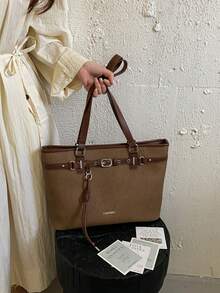 Premium Large Capacity Shoulder Bag For Women 2026 New Fashion Commuter Tote Bag Minimalist Handheld Bucket Bag - Coffee - View 2