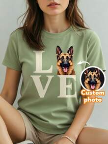 90s Retro Bootleg Style T-Shirt, Custom Pet Portrait For Cat & Dog, Pet Memorial Gift. Dog Mom & Cat Mom Top For Pet Lovers, 2026 Gift, Black Summer - Army Green - View 2