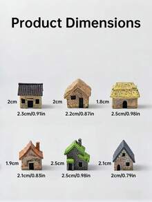 6pcs Random Mini Resin House Set, Handmade Resin Material, Vintage Style Thatched Cottage, Moss Stone House, Suitable For Micro Landscape, Bonsai, Outdoor Garden Landscape, Fairy Garden - Mini House - View 12