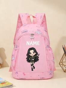 1pc Personalized Back To School Backpack, Versatile Cute K-Pop Music Idol Theme Print, Zipper Closure Nylon Material, Adjustable Shoulder Straps, Hand-Carry, Suitable For School, Shopping, Daily Commute, Outdoor Travel. Birthday Gift. - Multicolor - View 11