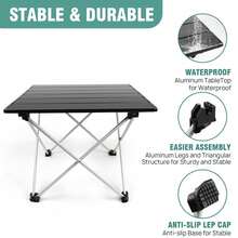 Lucn Folding Camping Table, Multifunctional Portable Roll-Up Picnic Table, Lightweight Aluminum Outdoor Side Coffee Table, Compact Foldable Mini Table, Suitable For Beach, Hiking, Fishing, Travel, Vacation, Backyard Party, Outdoor Picnic - Multicolor - View 5
