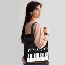 Musical Note Sheet Bag, Music Tote Bag, Student Large Capacity Waterproof Sheet Music Bag, Fashionable Reusable Shopping Tote Bag, Shoulder Bag, Handbag, Foldable, Suitable For Students, Office Workers, Commuters, Laptop Bag, Backpack Accessories - Multiple Styles - View 8
