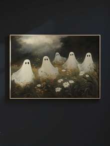 1pc, Canvas Wall Art, Framed Wall Decor, Wildflower Ghost Vintage Oil Painting Canvas Wall Art, Country Style Healing Eerie Decorative Poster, Halloween Aesthetic Wall Decor, Suitable For Modern Home Decor, Room Decor, Dorm Decor, Bedroom Decor, Bathroom Decor, Kitchen Decor, Dining Room Decor, Living Room Decor, Office Decor, School Decor, Classroom Decor, Back To School Decor - Ghost - View 8