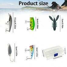 Mixed Fishing Lure Set With Storage Box, Minnow Crankbait Popper Metal Spoon Soft Worm Artificial Baits, Portable Lure Tackle Kit For Freshwater Saltwater Bass Trout Angling - Multicolor - View 9